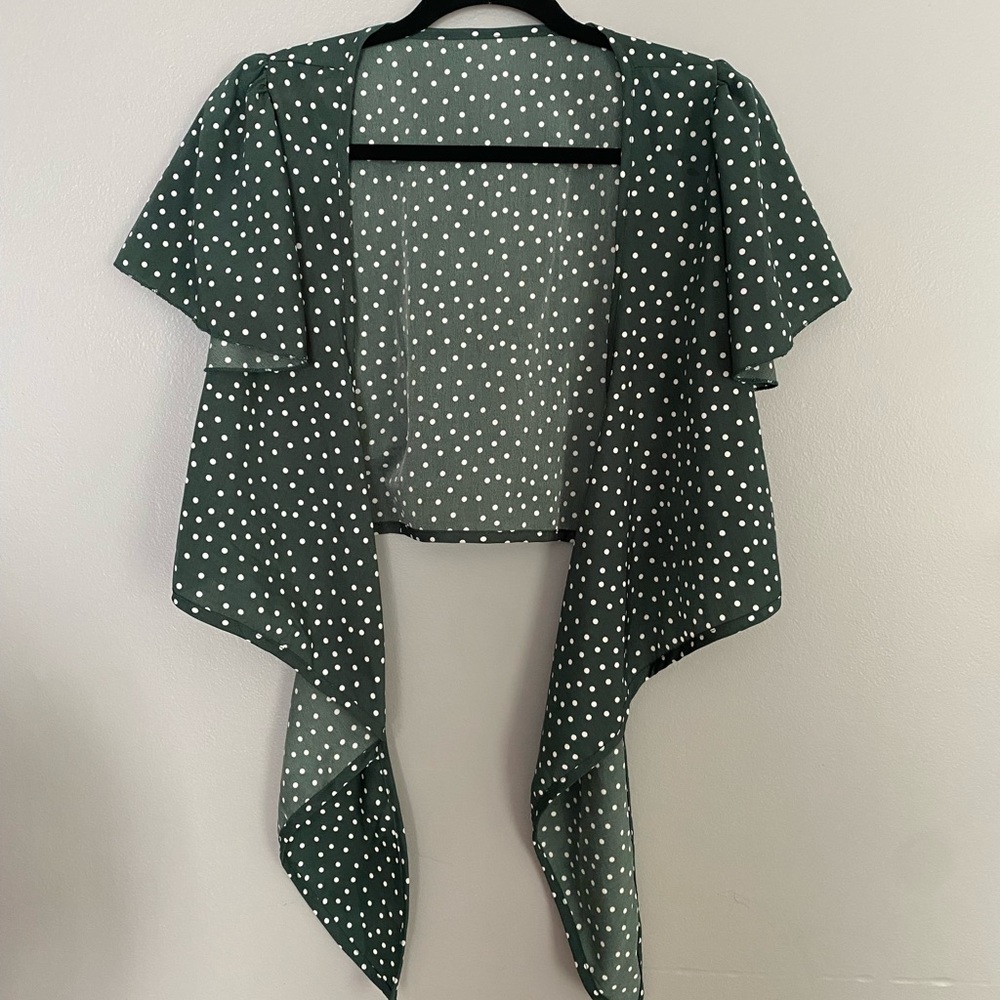 Green polka dot tie top